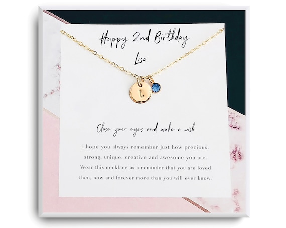 2nd birthday girl - Happy 2nd birthday gift - Second Birthday Necklace - Gift for 2 year old girl - 2nd Golden Birthday gift for her -Custom