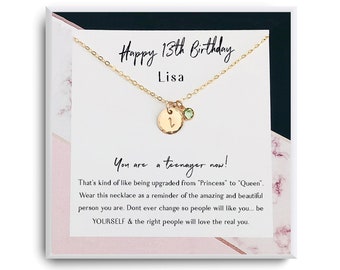 13th Birthday Girl - teen Birthday Gifts - 13th Birthday Jewelry - Thirteenth Birthday necklace - Gift for 13 year old - Message card