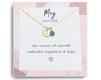 May Birthstone Necklace - Emerald Necklace Gold - Gift for Girlfriend - May Necklace - Swarovski Necklace Emerald Necklace - Birthday Gifts