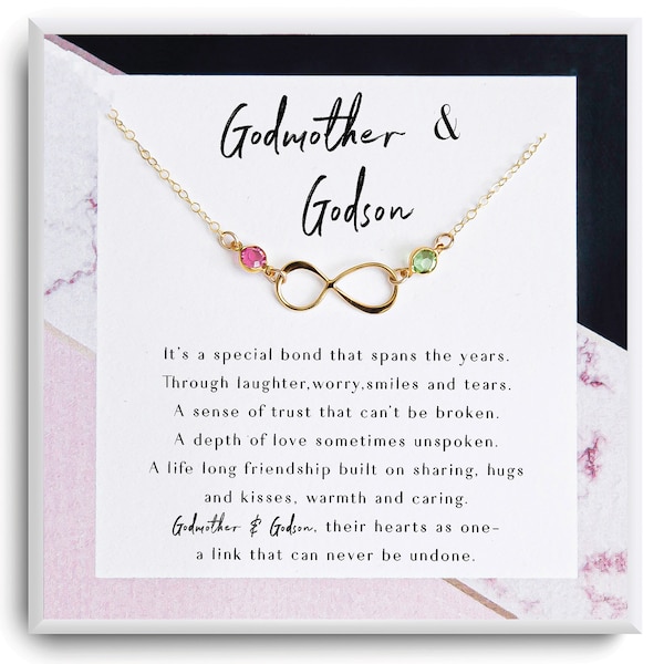 Godmother & Godson Necklace - Gift for Godmother from Godson - Godmother Gift -Jewelry for Godmother - 14kt Gold Filled, Silver, Rose