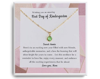 First Day of Kindergarten Gift Necklace -1st day of School Present - First Day of Pre-K Custom Back to School Necklace Gift Ideas For Girls