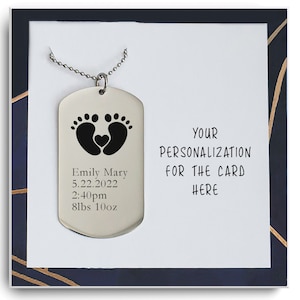 Gravierte Hundemarke Halskette Geschenk für Ihn - Herren Personalisierter Hundeanhänger Halskette - BabyStats Geschenk - Ehemann Geburtstagsgeschenk - Weihnachtsgeschenk