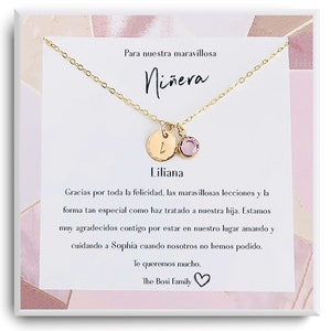 Regalo de niñera español - Regalo de niñera para proveedor de cuidado infantil - Regalo de agradecimiento para niñera - Regalo de collar de niñera - Regalo de niñera