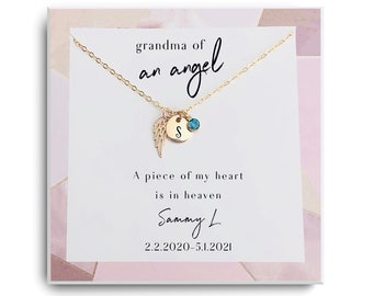 Loss of grandchild - Grandma of an Angel - Gift for Grandma - Remembrance Jewelry - Infant loss - In Memory of grandchild -  Angel wing