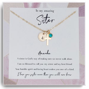 Sister necklace Gift - Personalized Sister Necklace - Birthstone Necklace for Sisters - Sister Birthday Gift - Sister Gift from sister