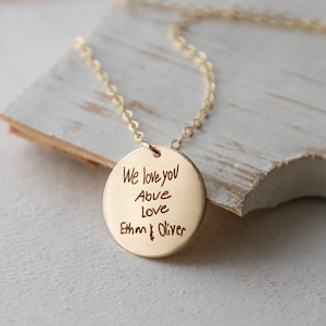 Kids Drawing Necklace Actual Handwriting Necklace Your Child's Drawing Jewelry Your Handwriting Necklace Signature Necklace image 1