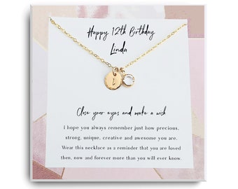 12th Birthday Gift, Birthday Gift for 12 Year Old Girl, 12th Birthday Necklace, Personalized Gift, Custom Jewelry, Gift for 12th Birthday