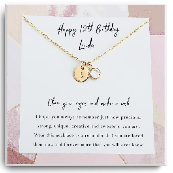 12th Birthday Gift, Birthday Gift for 12 Year Old Girl, 12th Birthday Necklace, Personalized Gift, Custom Jewelry, Gift for 12th Birthday