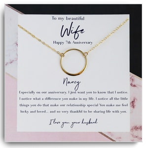 7th Anniversary Gift For Wife - 7th Wedding Anniversary Gift Necklace  - Seventh Year Anniversary Gifts - 7 Year Anniversary for her