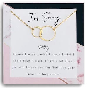 Regalo de disculpa, lo siento Regalo de collar - Tarjeta de disculpa - Collar de disculpa para ella - Esposa, novio, novia, hermana, amiga - Perdóname