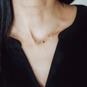 Collar de regalo para mamá - Gift for mamá - Dia de la madre - Cumpleaños - Cross Birthstone necklace for mom - Personalized mama Jewelry image 4