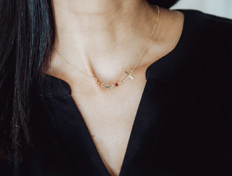 Collar de regalo para mamá - Gift for mamá - Dia de la madre - Cumpleaños - Cross Birthstone necklace for mom - Personalized mama Jewelry image 4