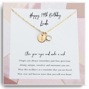 Presentes de 19º aniversário para meninas - Presente para menina de 19 anos, presente para ela - Colar de presente de 19º aniversário - Décimo nono aniversário - Aniversário dourado
