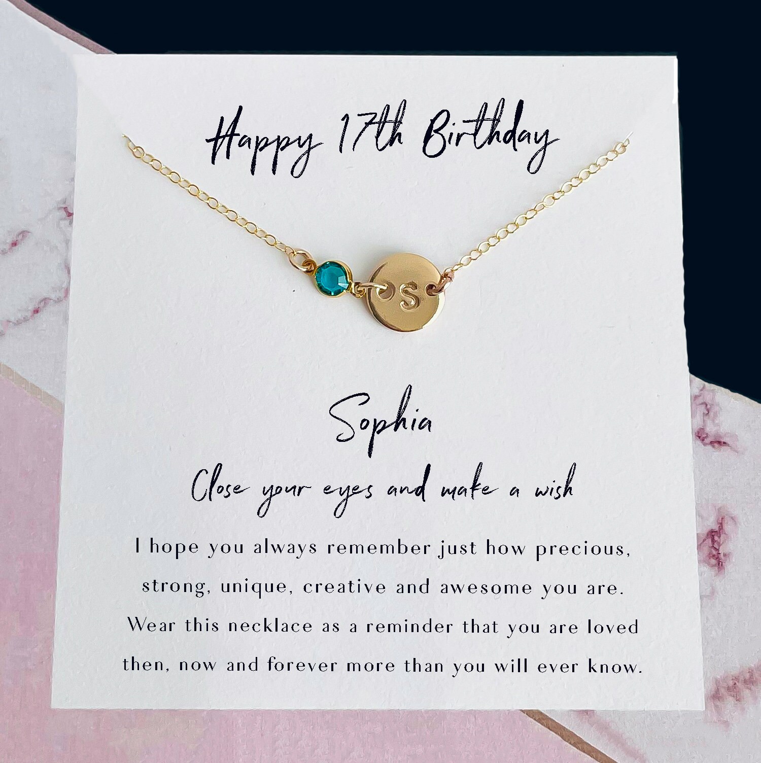 17th Birthday Girl Golden Birthday Gift Necklace 17th Etsy