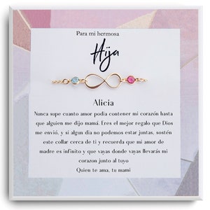 Regalo para hija - A mi hermosa Hija - Hija Gift Bracelet - Regalo de Cumpleaños, Bautizo, Navidad, Graduacion - Spanish Regalos para hija