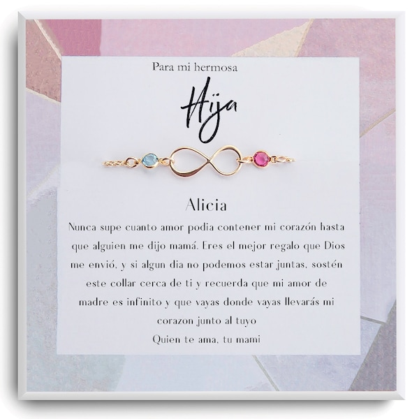 Regalo para hija - A mi hermosa Hija - Hija Gift Bracelet - Regalo de Cumpleaños, Bautizo, Navidad, Graduacion - Spaanse geschenken voor hija