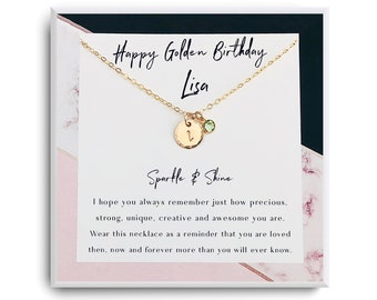 Golden Birthday Gift Necklace - Happy Golden Birthday - Personalized Birthday Gift - Gift for her , women, girl, sister, daughter, friend