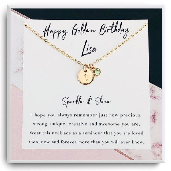 Golden Birthday Gift Necklace - Happy Golden Birthday - Personalized Birthday Gift - Gift for her , women, girl, sister, daughter, friend