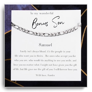 Bonus Son Gift Armband - Verjaardagscadeau voor Bonus Son - Stiefzoon Kerstcadeau, Afstudeercadeaus, Bonus Son Card - Cadeau voor stiefzoon