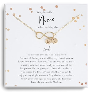 A mi sobrina el día de su boda - Sobrina de la novia Collar de regalo del día de la boda - Regalo de la tía a la novia - Regalo de la joyería de la novia - Tarjeta del día de la boda