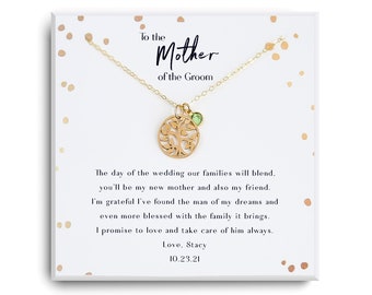 Mother of the Groom from Bride Gift  - Necklace Future Mother in Law Wedding Gift, Bride to Mother in law gift - Family Tree - Gold, Silver