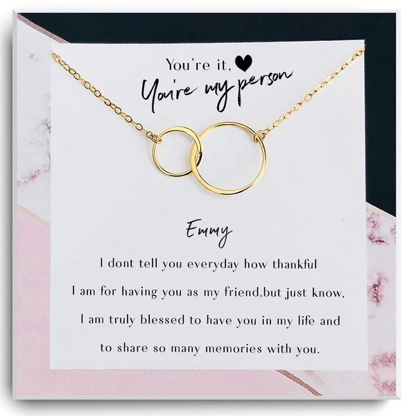 You Are My Person Necklace - Best Friend Gift - You're My Person Gift - Bestie Gift, BFF Gift, 14kt Gold Fill, Rose Silver - Friendship