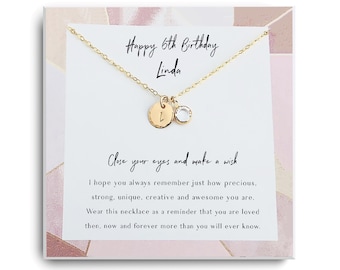 6th Birthday Gift - Happy 6th Birthday - Personalized 6 year old Birthday necklace - Birthday Present for nice, daughter, granddaughter