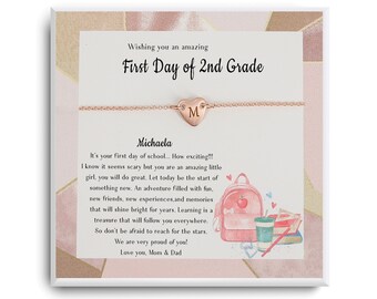 First day of 2nd Grade bracelet -Kids back to school gifts - Back to school Bracelet -Separation Anxiety kindergarten gift - Girls Jewelry
