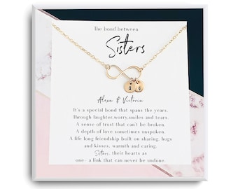 Personalized birthday Christmas gifts for Sisters Initial Necklace Sister Gift for Sister best friend gift 1 2 3 4 sisters gifts for her