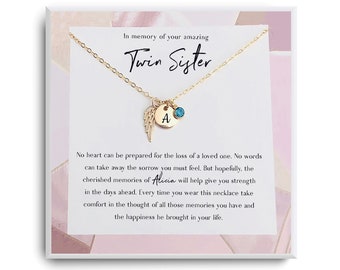 Loss of Twin Sister - Sorry for your loss - Twin Sister memorial - Sympathy Gift Necklace - Gift loss of Twin Sister -Loss of Loved One