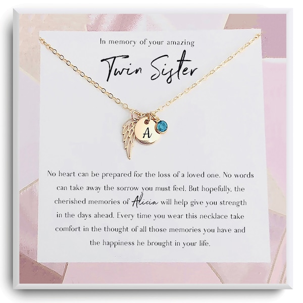 Loss of Twin Sister - Sorry for your loss - Twin Sister memorial - Sympathy Gift Necklace - Gift loss of Twin Sister -Loss of Loved One