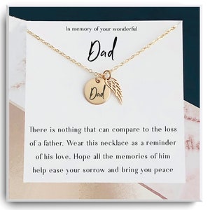 Sympathy gift - Loss of father Necklace - Dad necklace - Dad memorial necklace - Angel wing necklace - Remembrance necklace for Dad