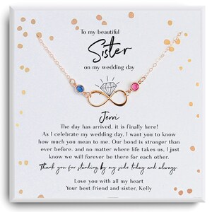 Schwester Hochzeitsgeschenk von Schwester - Schwester der Braut Geschenk - Schwester HochzeitStag Geschenk Halskette mit Botschaft - ProbenDinner Geschenk