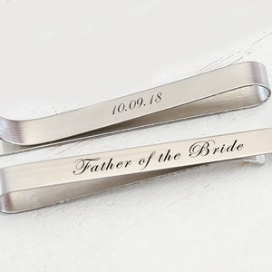 Father of the bride Tie Bar - Personalized Tie clip front and back - Father of  the Bride Gift - Gifts for Dad - Gift from bride, daughter