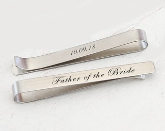 Father of the bride Tie Bar - Personalized Tie clip front and back - Father of  the Bride Gift - Gifts for Dad - Gift from bride, daughter