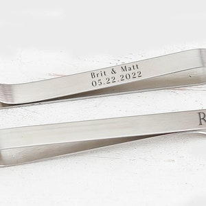 Tie Clip - Personalized Tie Clip - Engraved Tie Bar Custom - Groom's gift - Father of the Bride - Men's Wedding Accessories- Groomsmen Gift