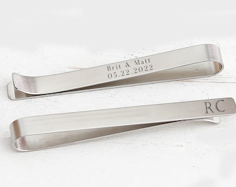 Tie Clip - Personalized Tie Clip - Engraved Tie Bar Custom - Groom's gift - Father of the Bride - Men's Wedding Accessories- Groomsmen Gift