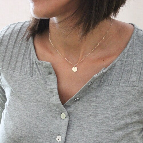 Tiny 14K Gold Initial Necklace / Dainty 