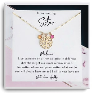 Sister Necklace - Sister Gift Christmas -Gift for Sister - Sister Birthday Gift - Big Sister - 1 2 3 4 sisters - Personalized family Tree