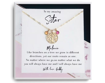 Sister Necklace - Sister Gift Christmas -Gift for Sister - Sister Birthday Gift - Big Sister - 1 2 3 4 sisters - Personalized family Tree