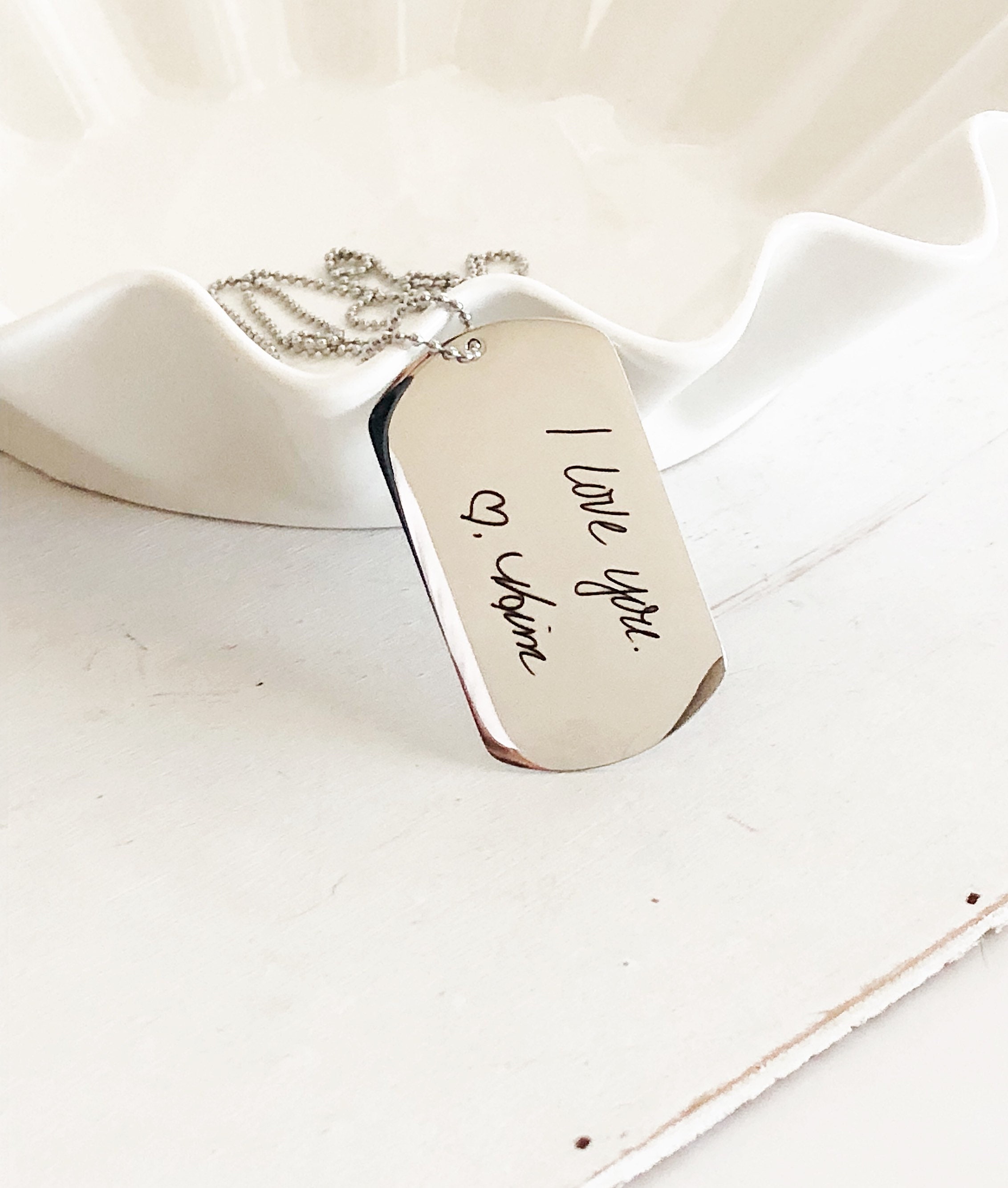 Dog Tag Necklace Handwriting Necklace Best Gift for Etsy