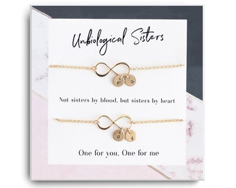 Unbiological sister Friendship Bracelet - Best Friend Birthday Gifts - Set of Two matching bracelets, Gift for friends, BFF, sisters, bestie