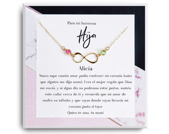 Regalo para hija - A mi hermosa Hija - Collar de regalo - Regalo de Cumpleaños, Bautizo, Navidad, Graduacion - Spanish Gifts for hija