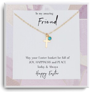 Easter Gift for friends - Religious Gift for sister, best friend - Gift from women - Happy Easter Cross Necklace - Personalized Eater Gifts