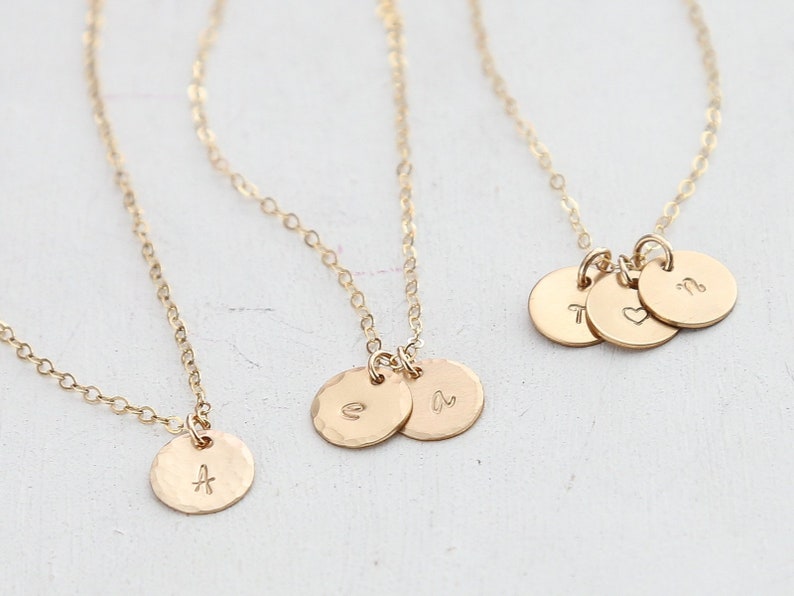 Initial Necklace Kids Initial Necklace Dainty Disc Etsy
