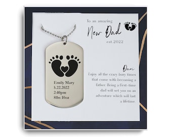New Dad Gift necklace - First Time Dad Gift - New Father Gift - New Daddy Gift - Expecting Dad Gift - Dad to be Gift - Dog tag necklace