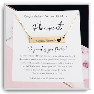 Pharmacist Graduation Gift Necklace - Doctor of Pharmacy Gift - Class of 2023 Graduate  - PharmD Graduate - New Pharmacist Gift