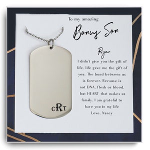 Bonus Zoon Gift ketting - Stiefzoon Verjaardagscadeau - Geadopteerde Zoon Cadeau - Afstuderen Cadeau voor Bonus Zoon - Stiefzoon Ketting - Kerstcadeaus