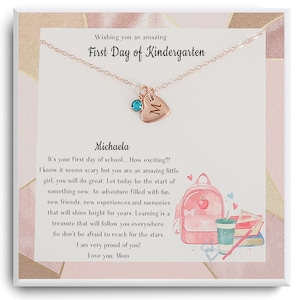 First Day of Kindergarten Gift Necklace - Back to School Gift for Girl - 1st day of School - Daughter First Day of Kindergarten - Girls Gift