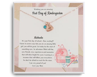 Collier cadeau premier jour de maternelle - Cadeau de rentrée scolaire pour fille - 1er jour d'école - Fille premier jour de maternelle - Cadeau fille